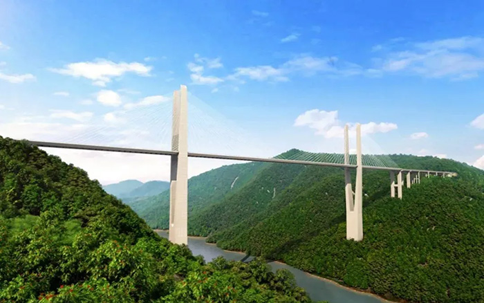 飞虹再起，，，，，尊龙凯时塔机助建黔东南第一高桥